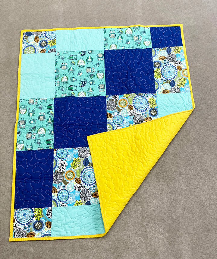 River House Boho Quilted Baby Blanket - Blue