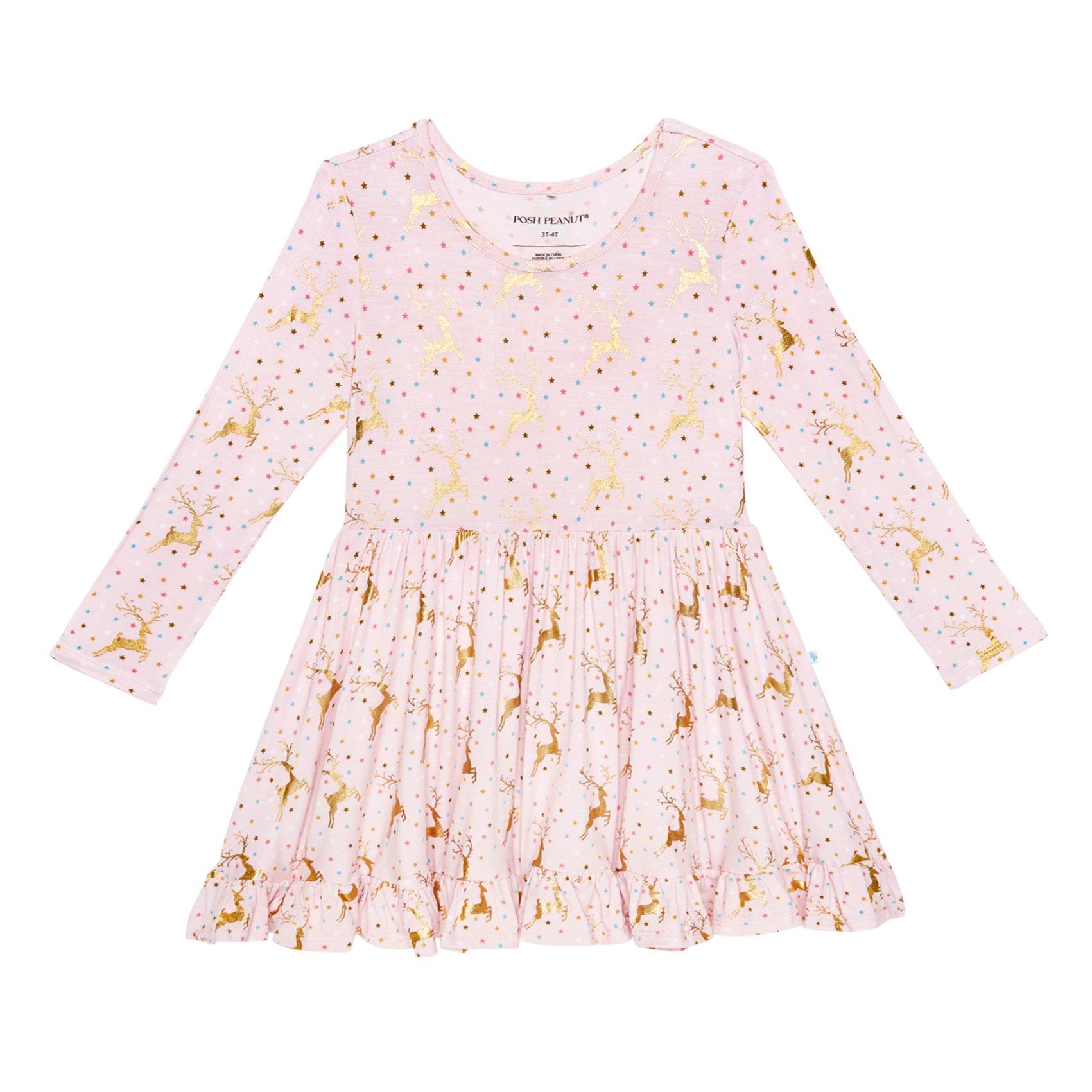 Posh Peanut Long Sleeve Ruffled Twirl Dress - Ryleigh