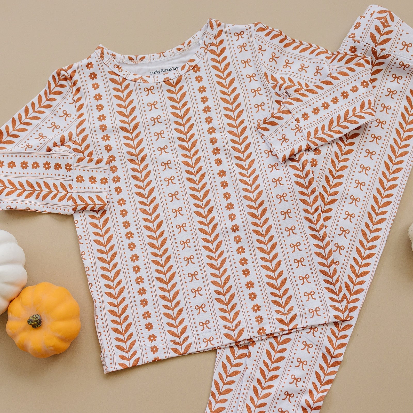 Lucky Panda Kids Bamboo Two Piece PJs - Boho Daisy