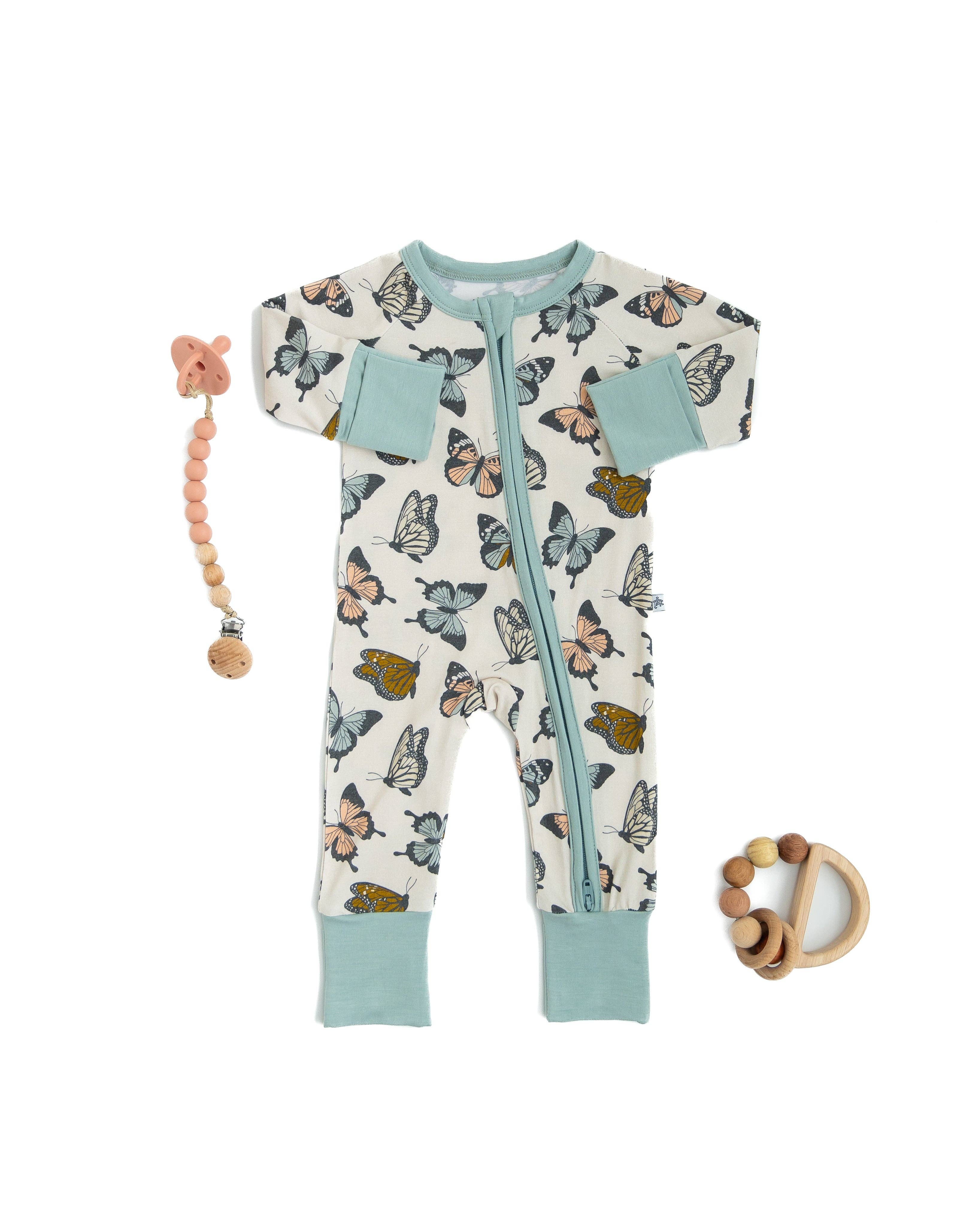 Hugga Babies Bamboo Convertible Romper - Social Butterfly