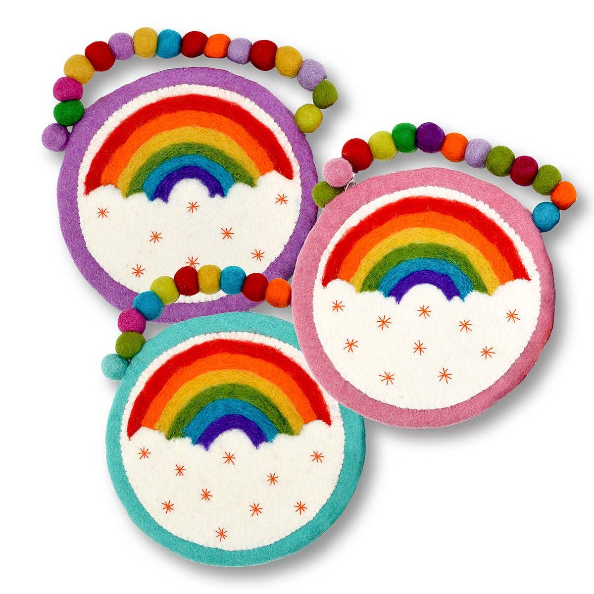 Rainbow and Cloud Ball Handle Kids Bag