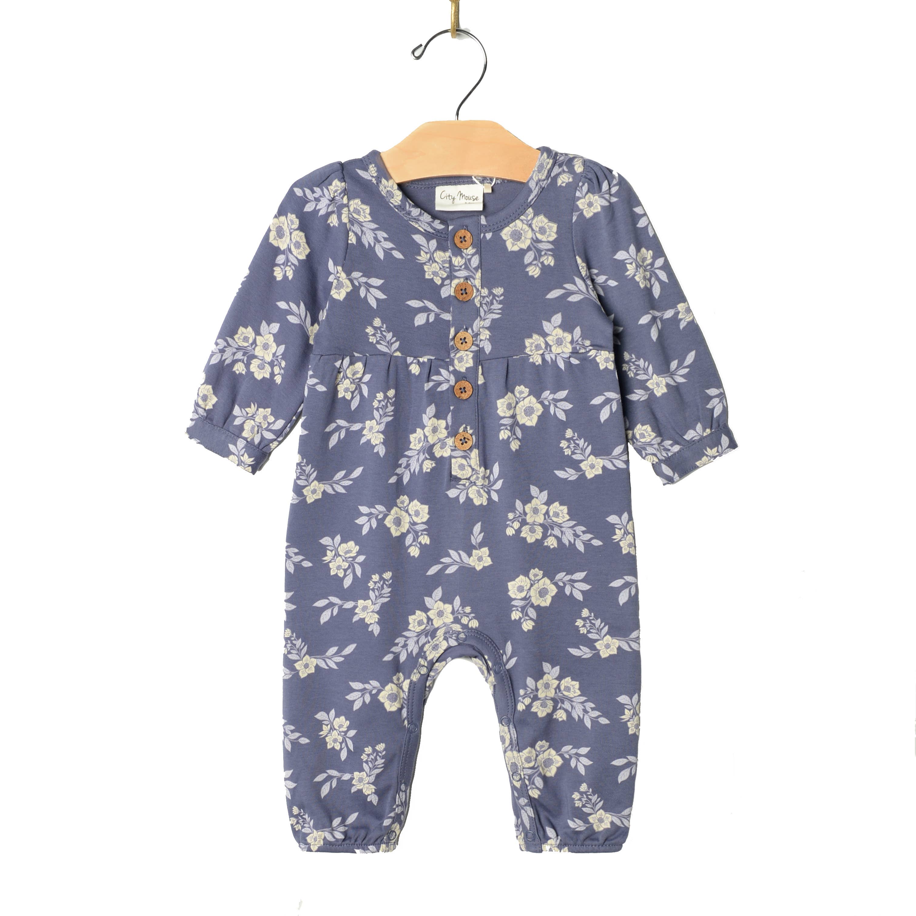 City Mouse Studio - Henley Long Leg Romper - Fall Hellebore