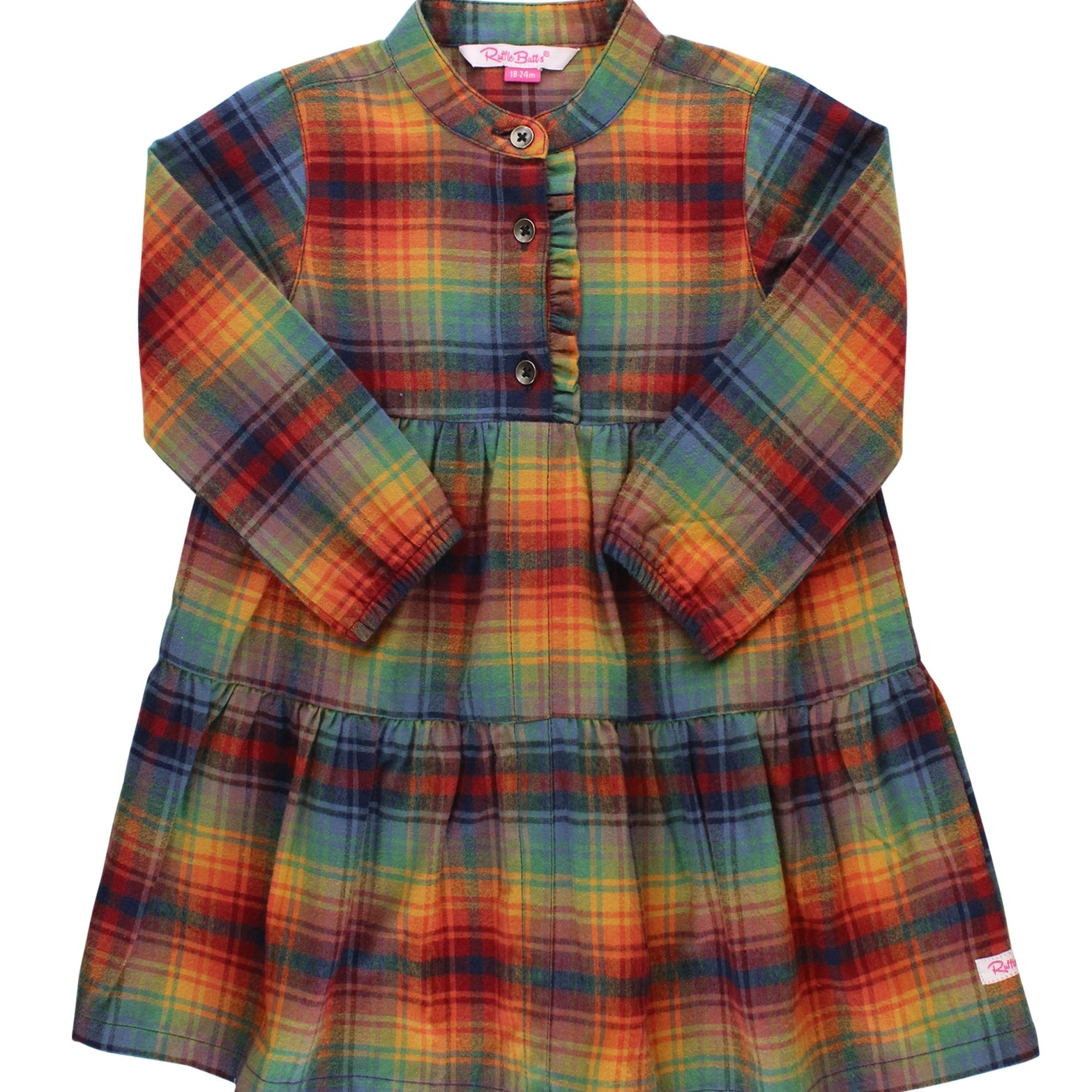 RuffleButts Ruffle Henley Tiered Dress - Storybrook Rainbow (Final Sale)