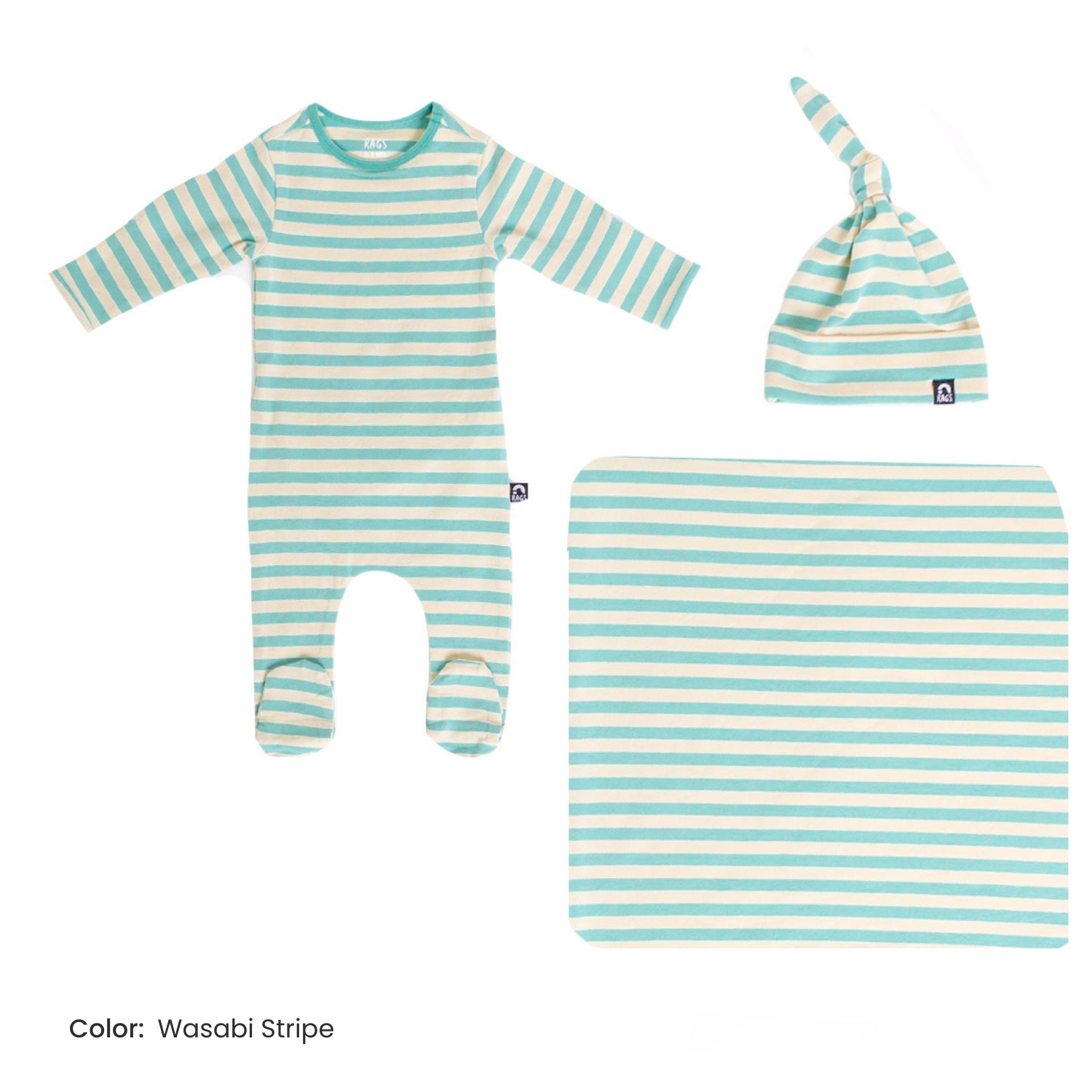 RAGS Newborn Gift Bundle - Wasabi Stripe