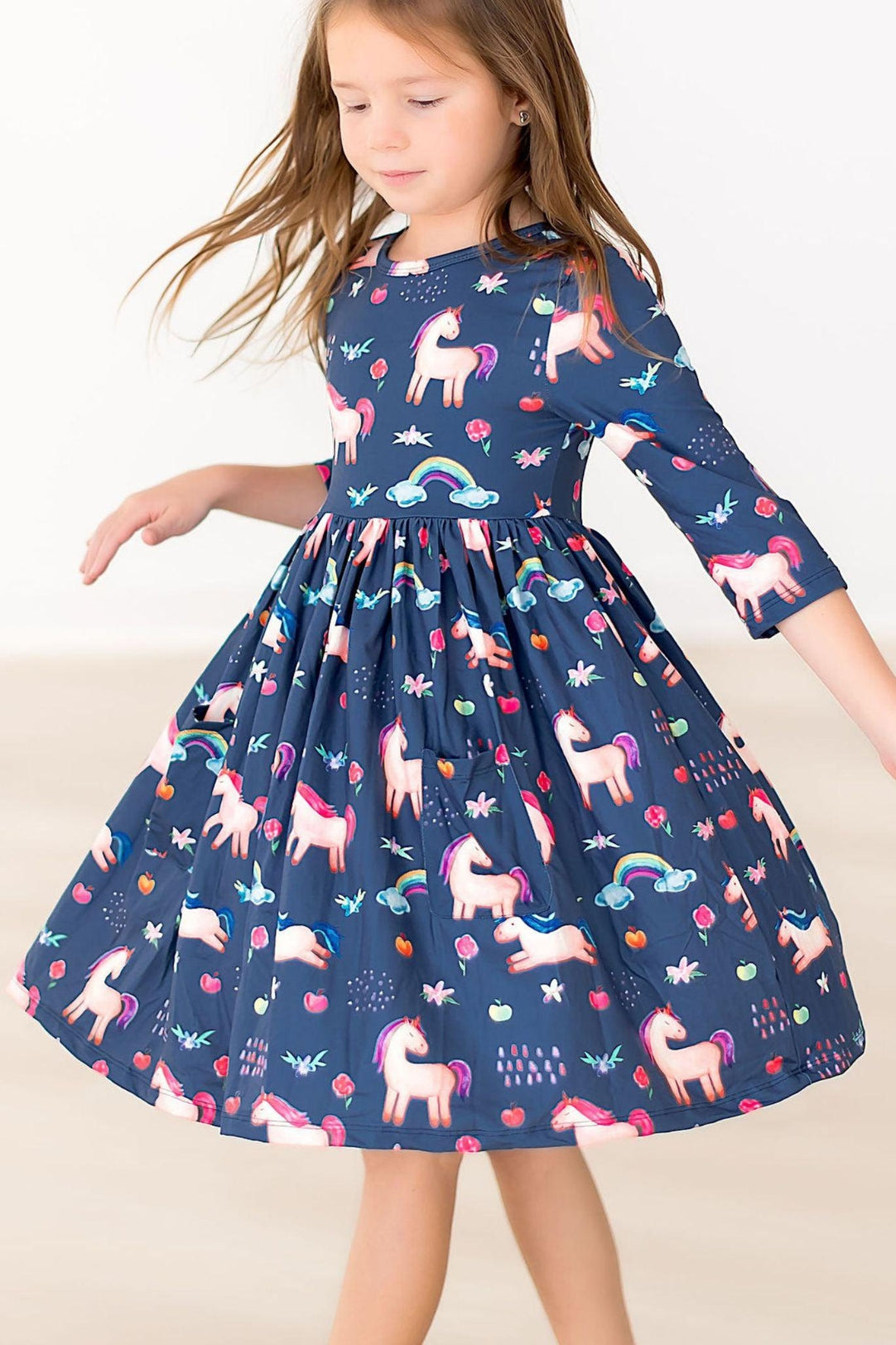 Mila & Rose - Painted Skies 3/4 Sleeve Pocket Twirl Dress