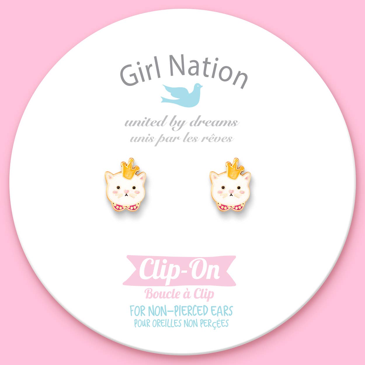 Girl Nation CLIP ON Earrings - Kitty Princess