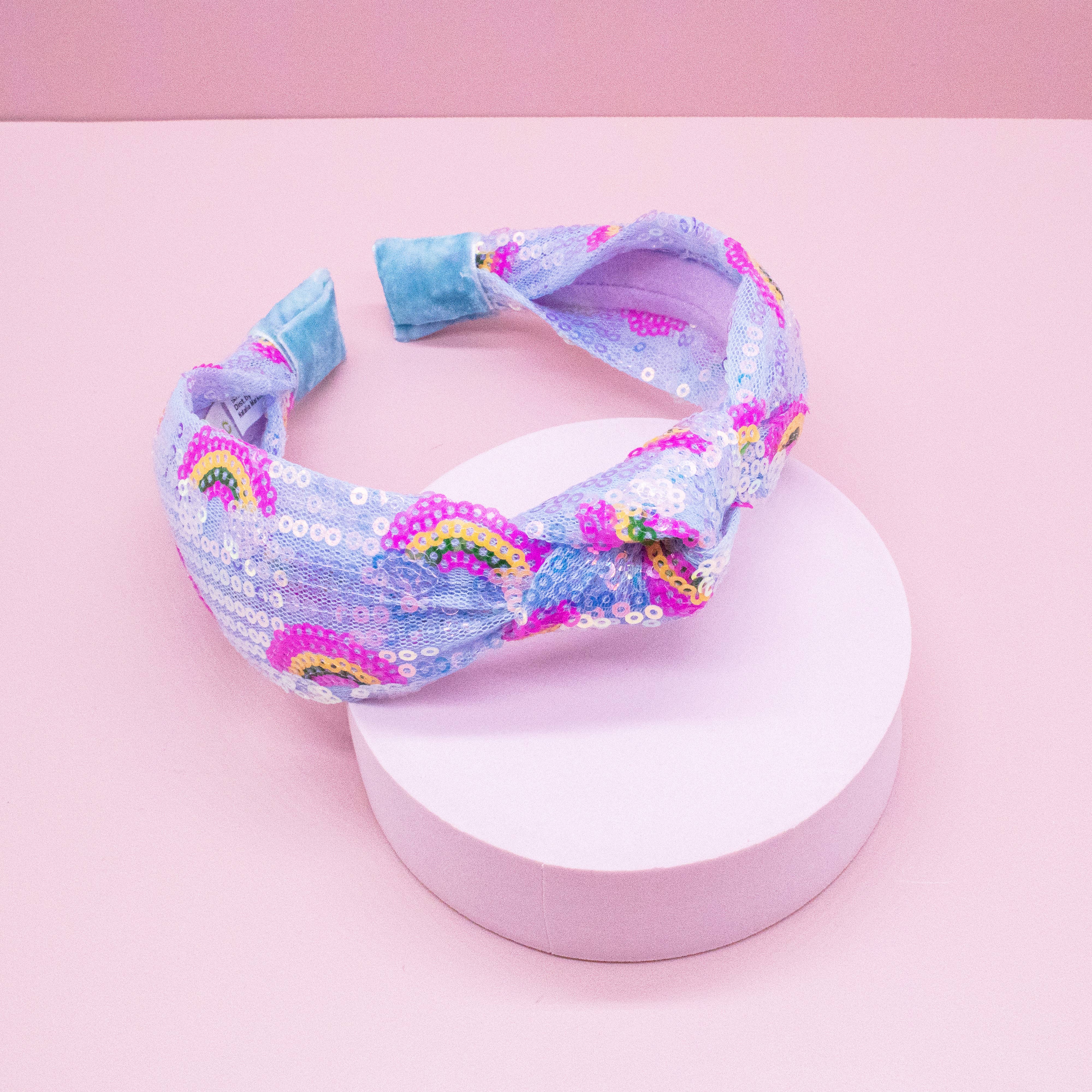 Rainbow Sequin Knot Headband