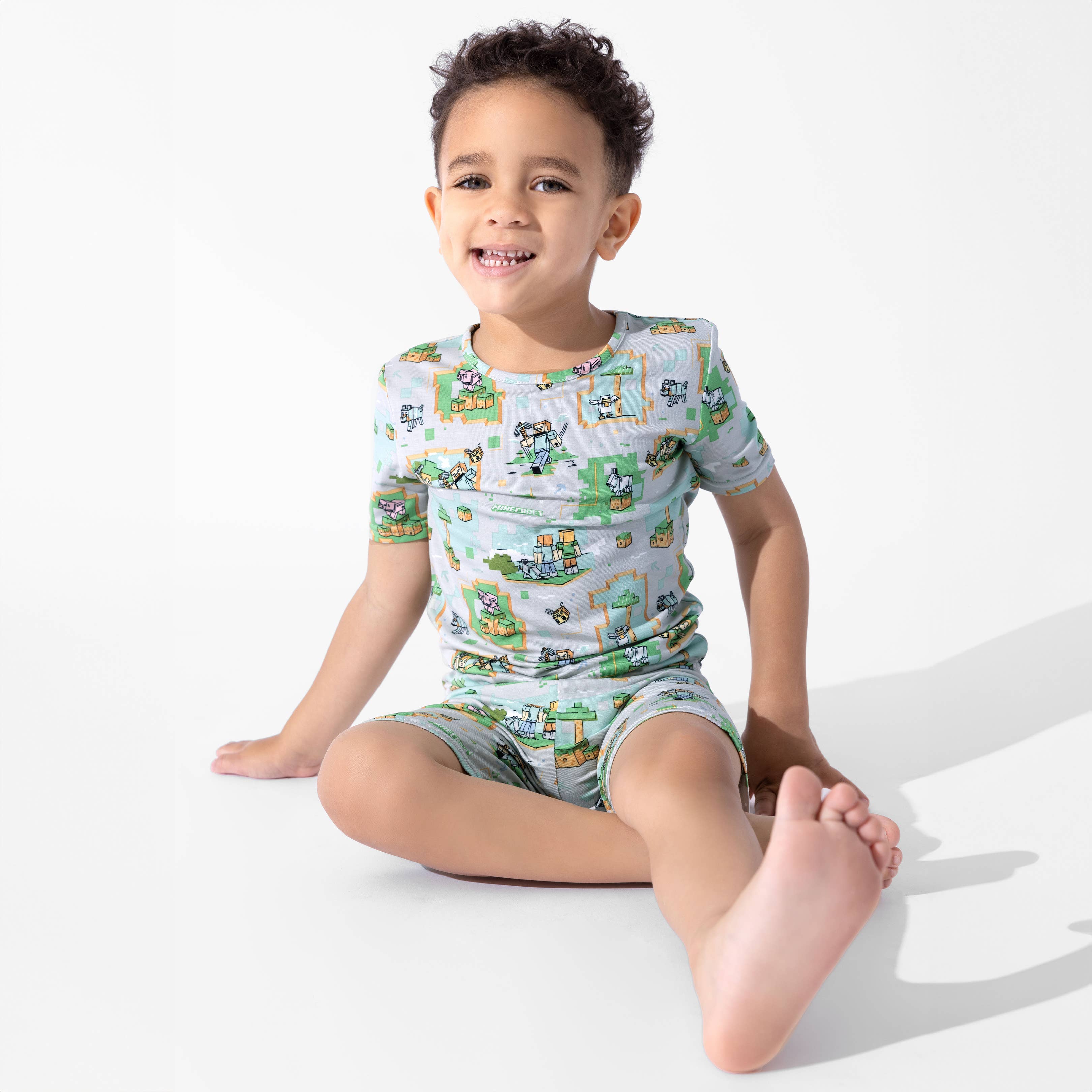 Bellabu Bear - Minecraft Overworld Dreams Bamboo Kids Pajama Short Set