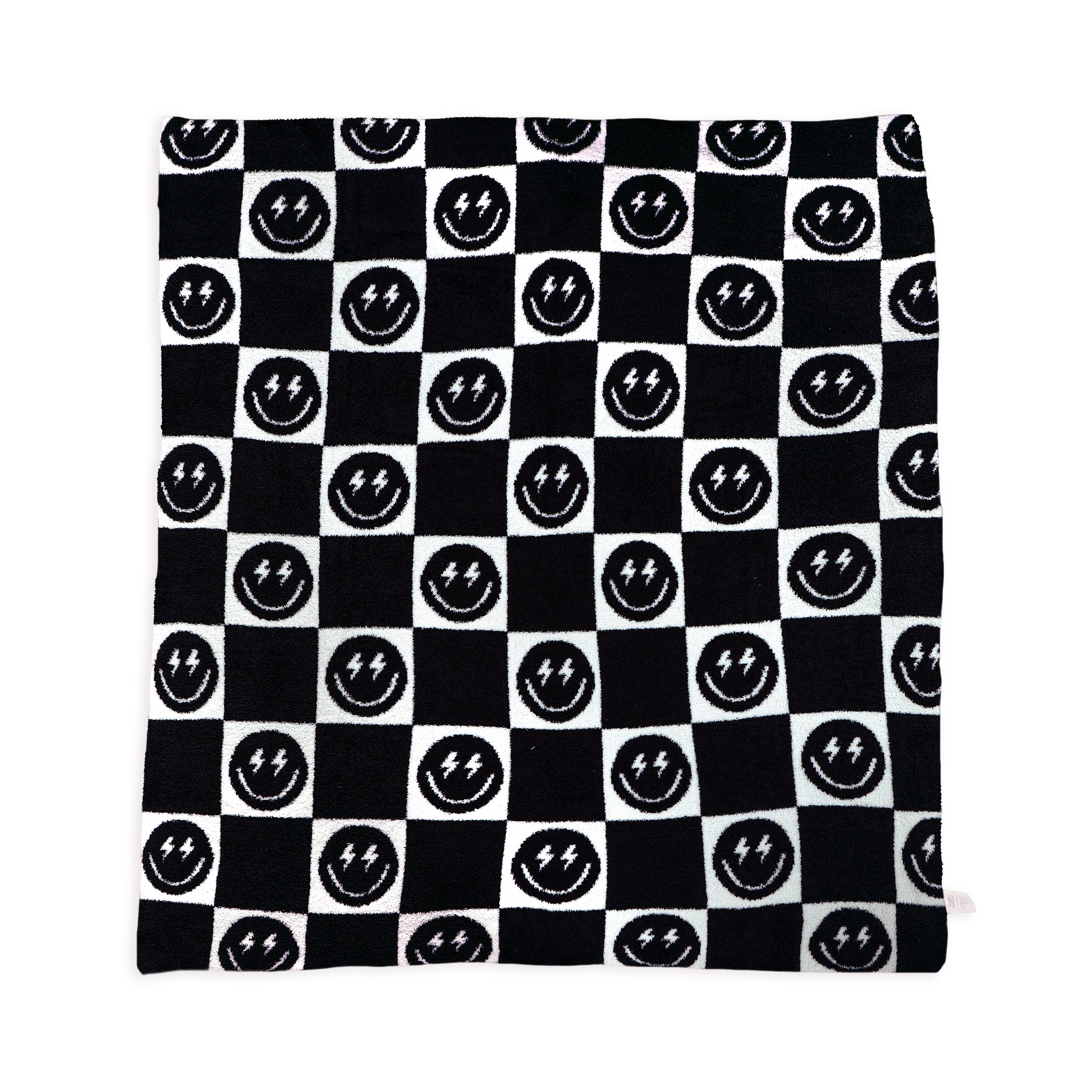 Living Royal Throw Blanket - Checkered w/ Happy Faces