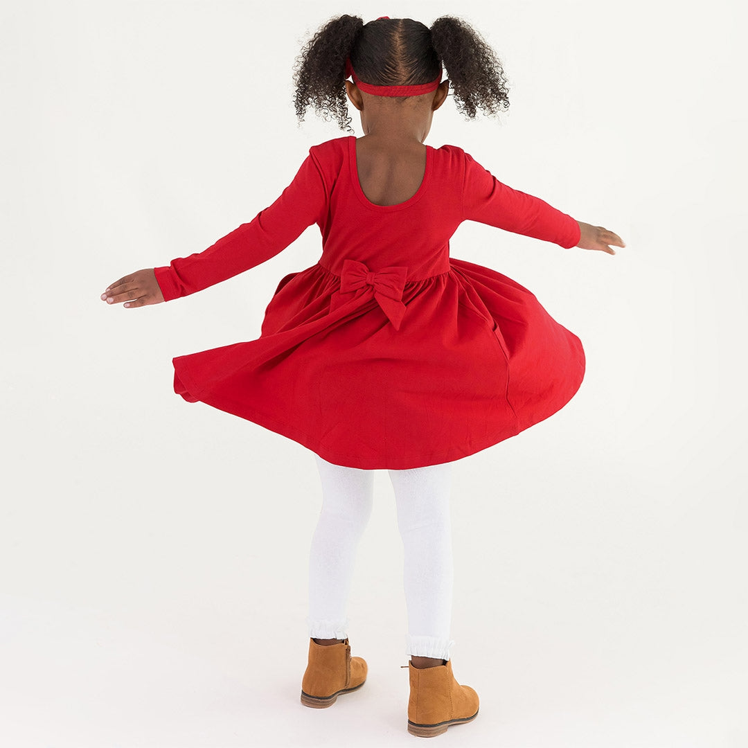 Ruffle Butts L/S Twirl Dress - Red (Final Sale)
