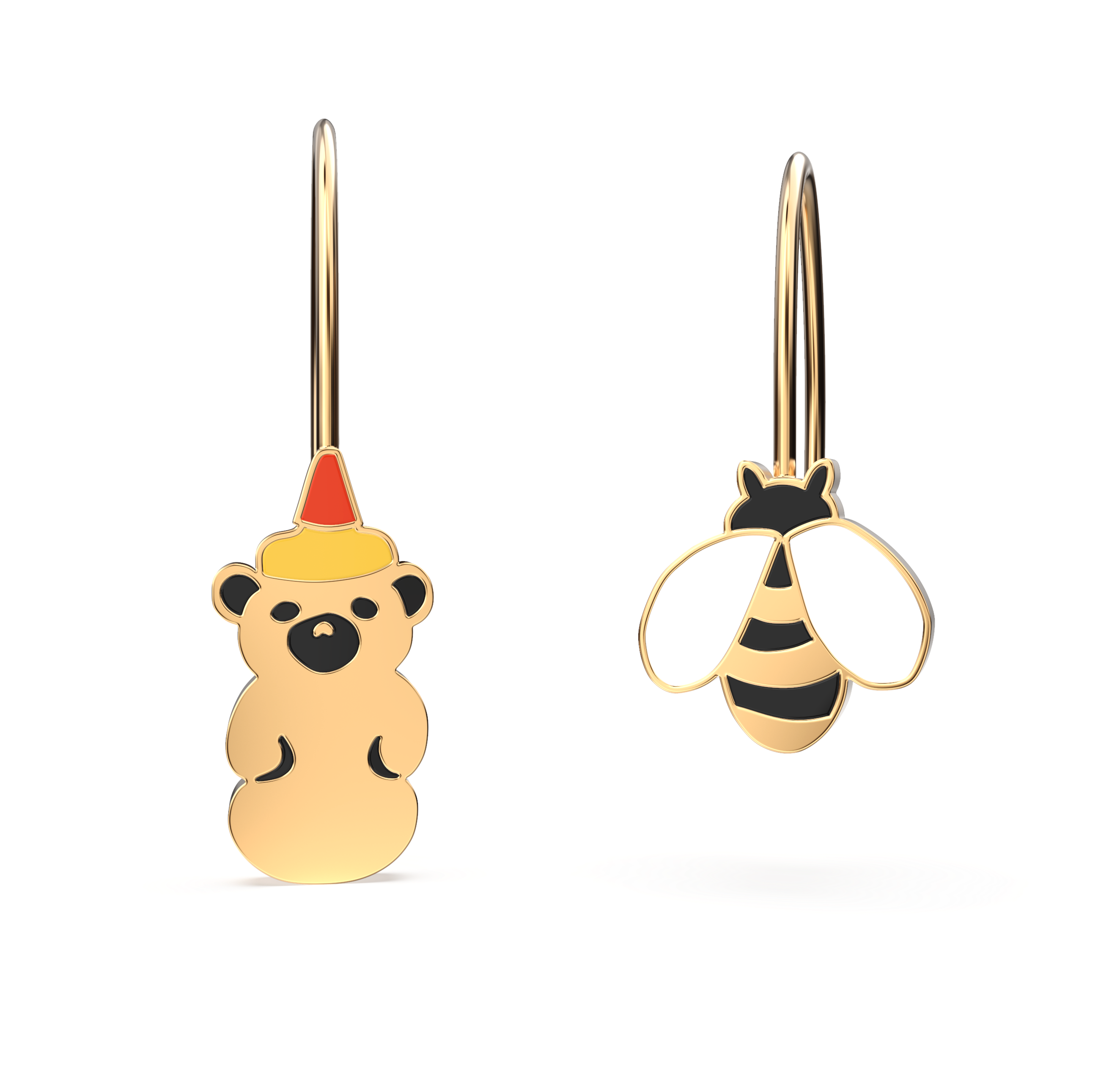 Yellow Owl Workshop - Honey Bear + Honey Bee Earrings - 18k Gold