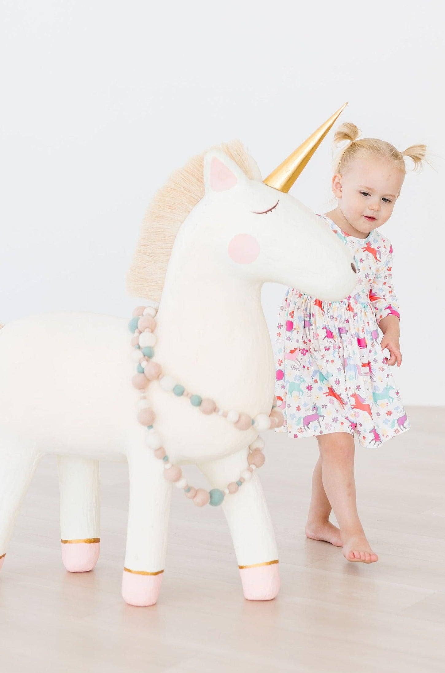 Mila & Rose - Unicorn Wish 3/4 Sleeve Pocket Twirl Dress