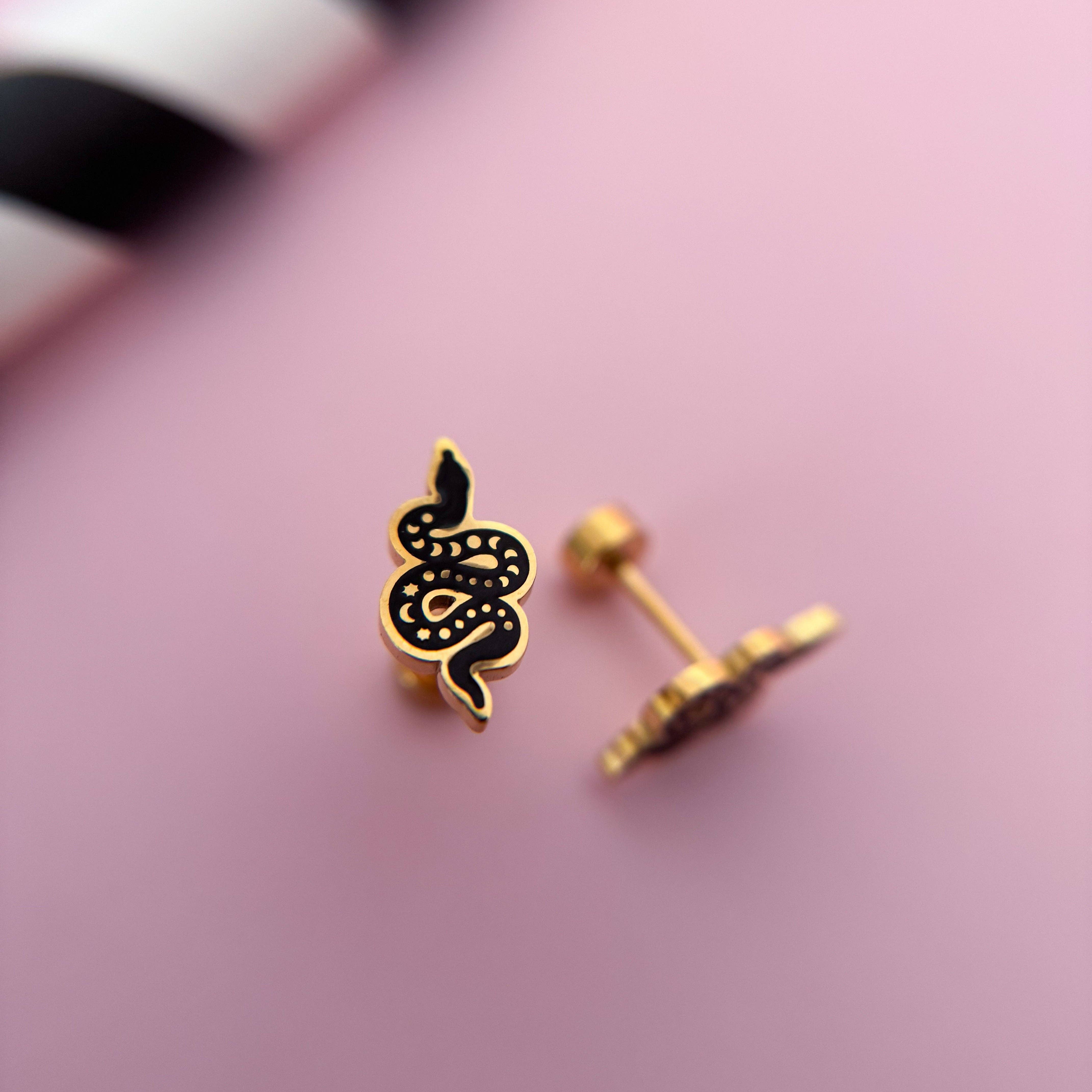 Desert Peach - Mystic Snake Stud Earrings