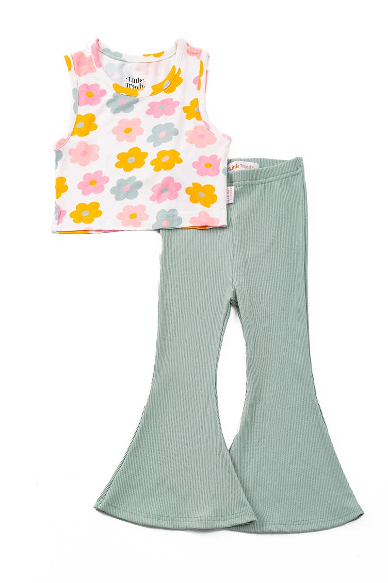 Little Trendy - Bamboo Bell Bottom Set - Spring Flowers