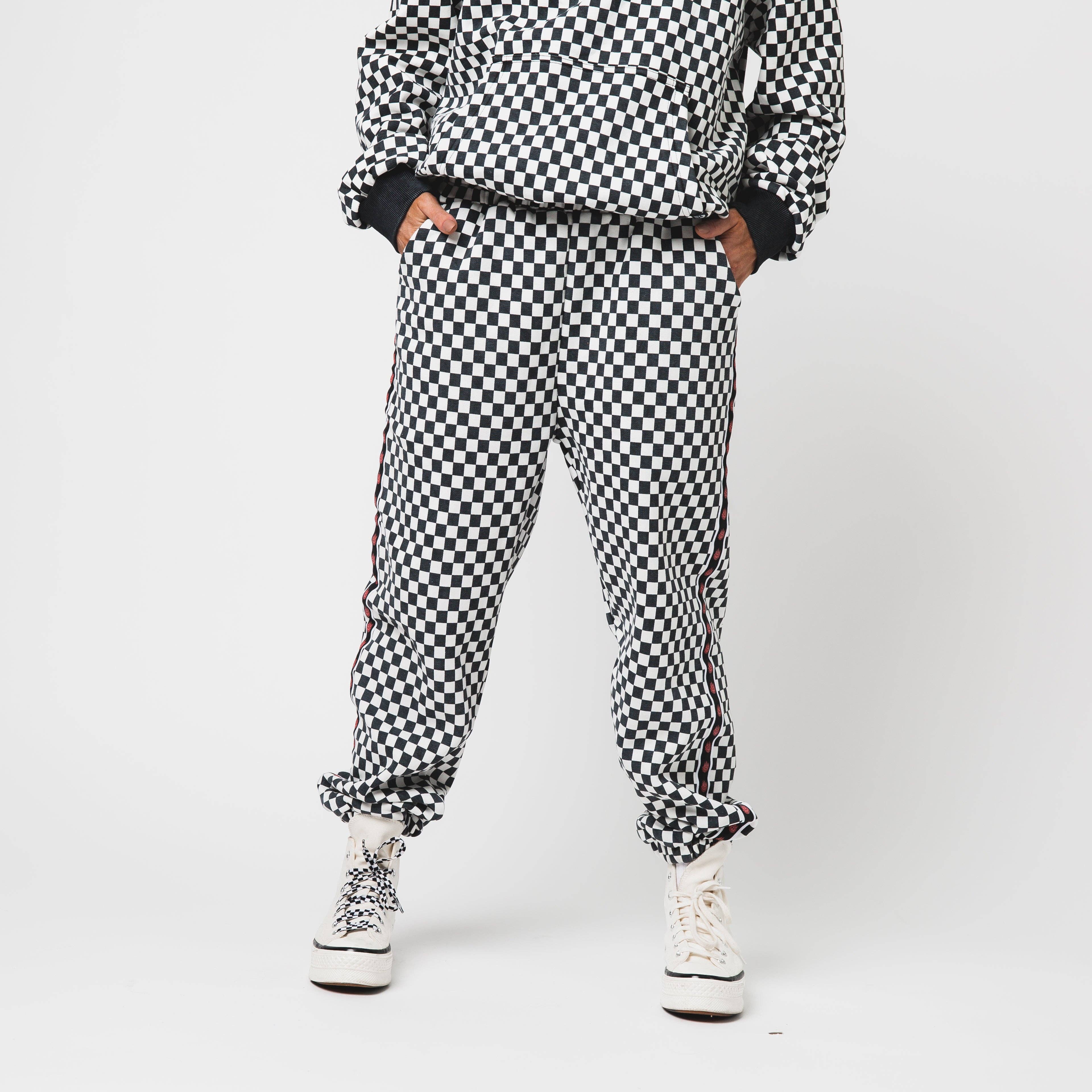RAGS - Adult Unisex Joggers - Black & White Mini Check