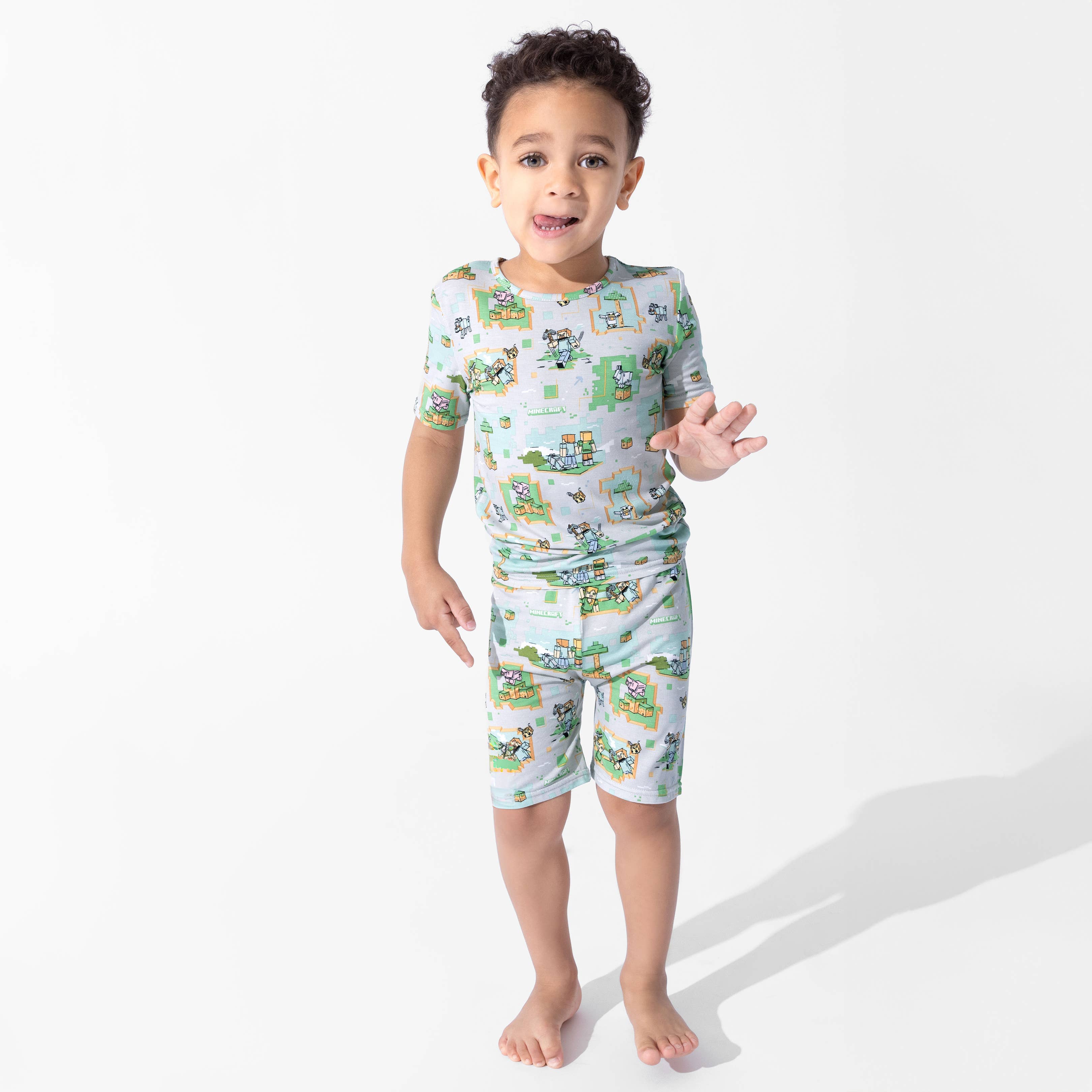 Bellabu Bear - Minecraft Overworld Dreams Bamboo Kids Pajama Short Set