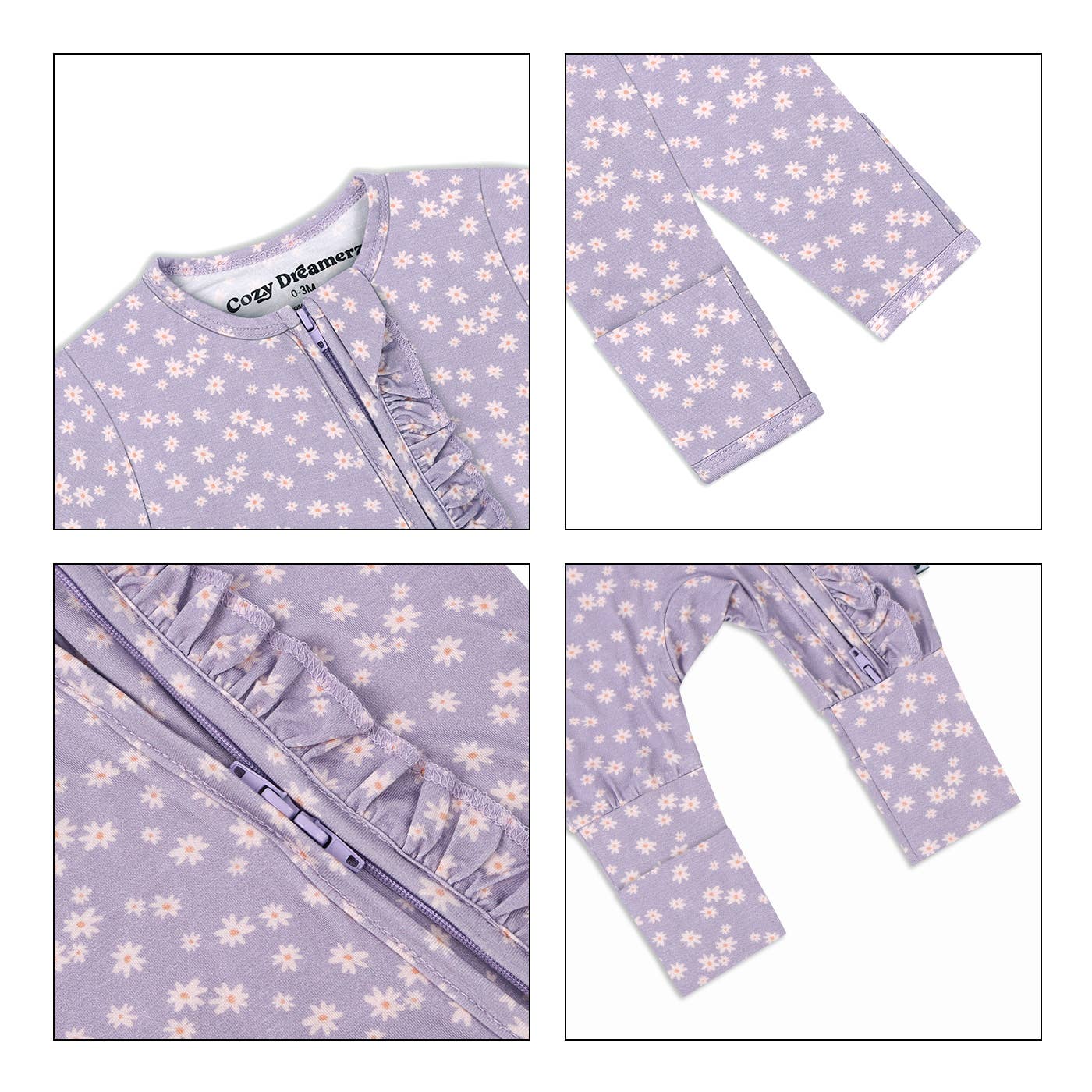 Cozy Dreamerz Bamboo Ruffle Sleeper - Lilac Posies