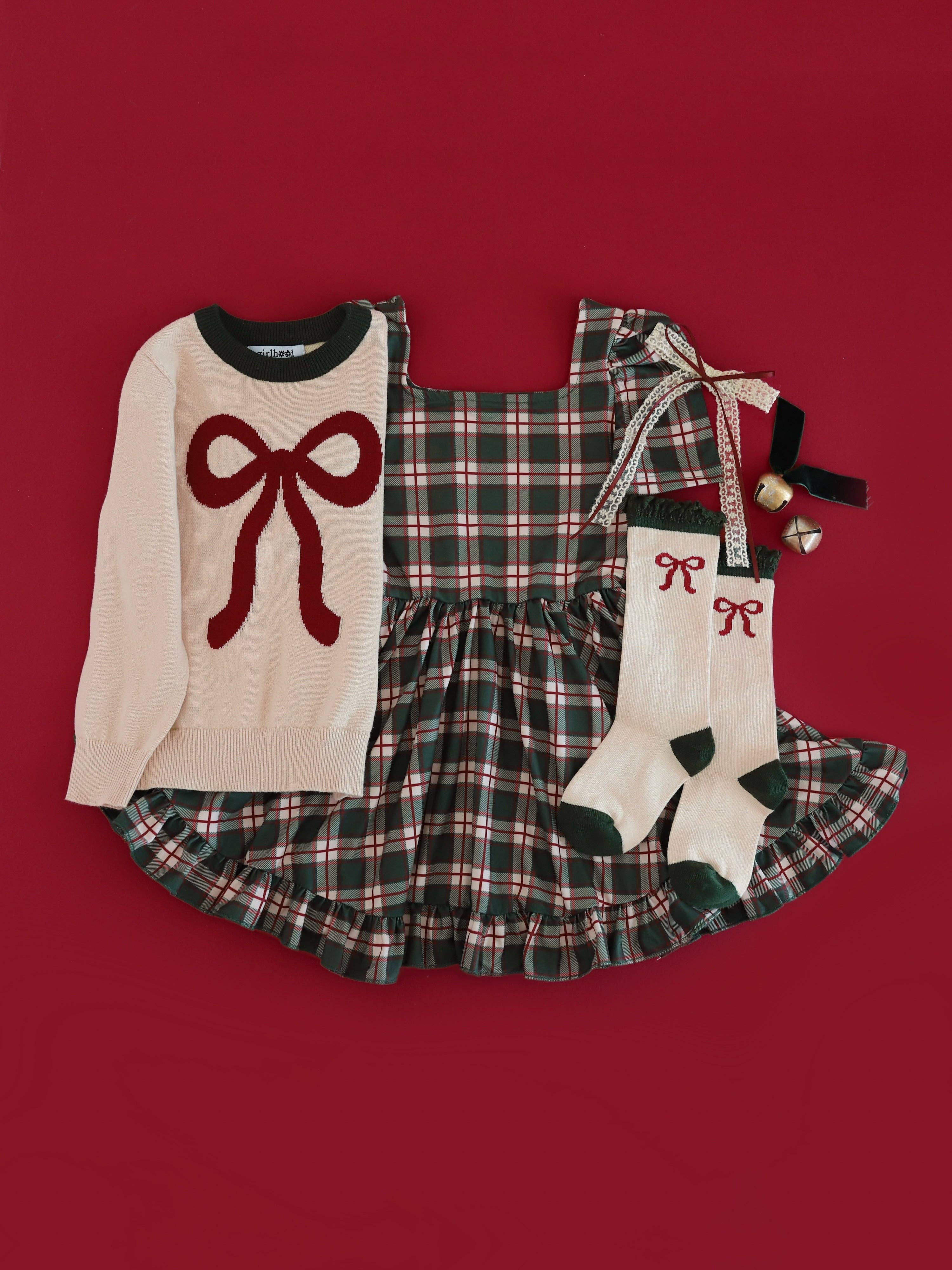 Little Stocking Co. Lace Top Knee High Socks - Vanilla Bow