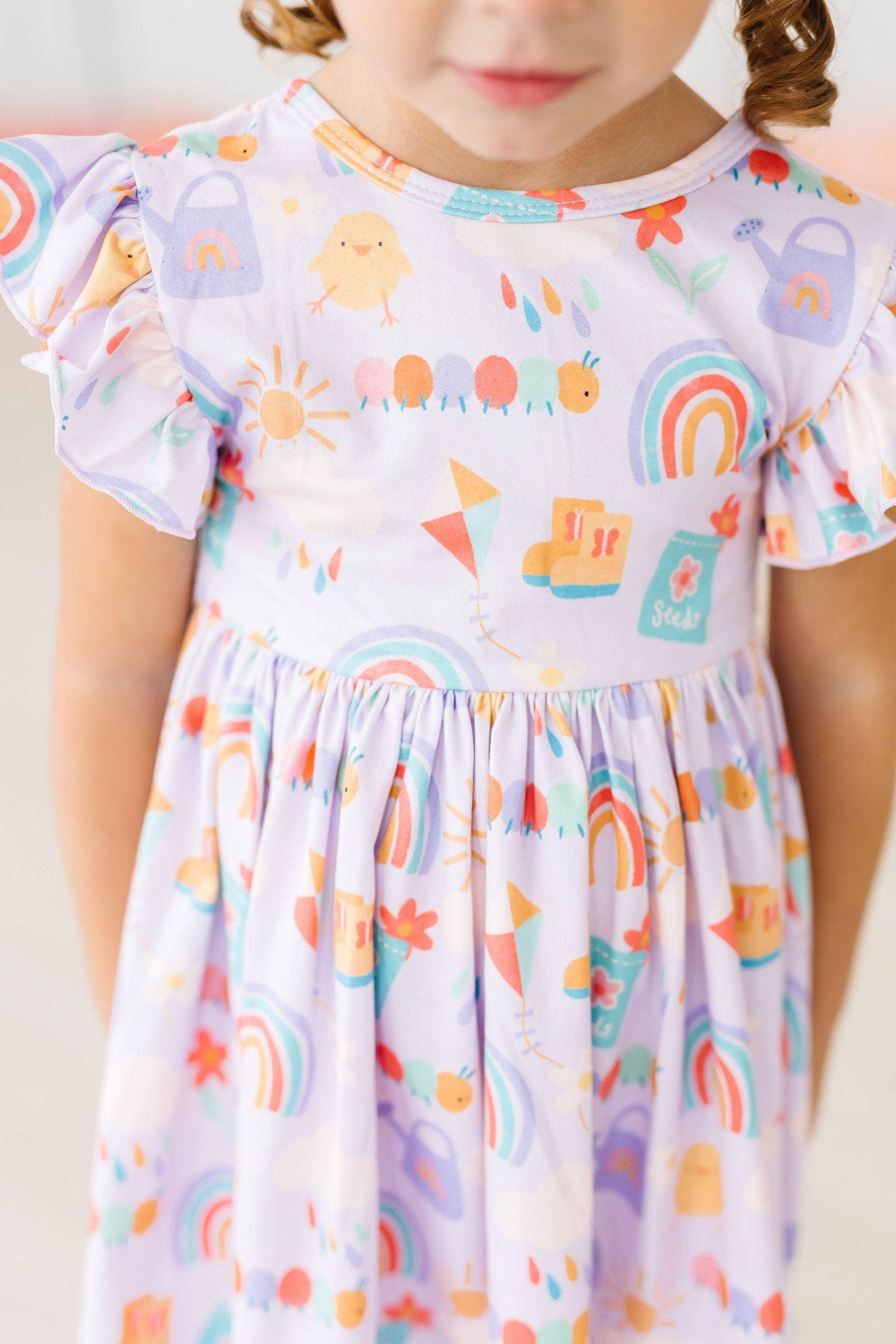 Mila & Rose - Rainy Day Flutter Sleeve Twirl Dress