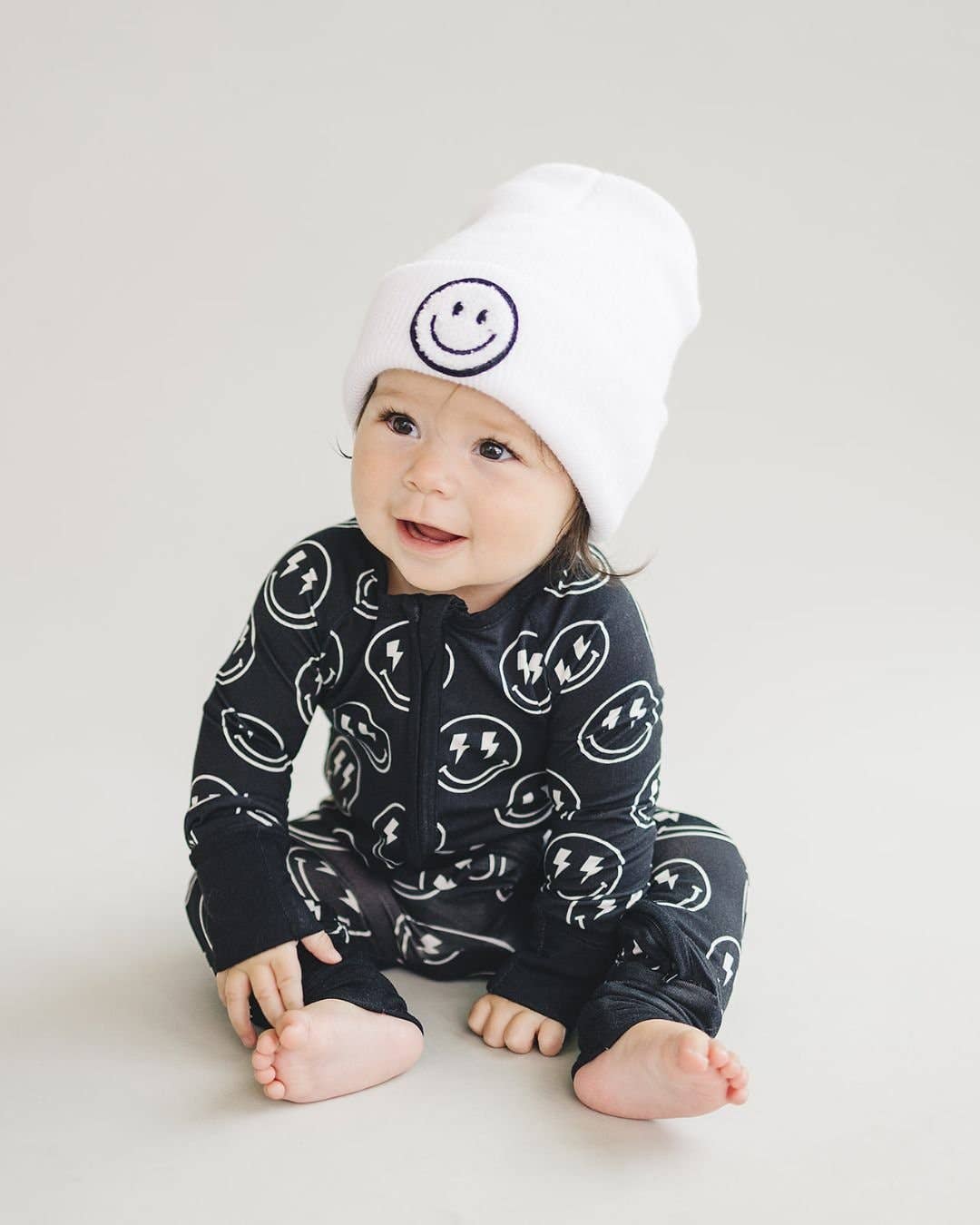 Lucky Panda Kids - Smiley Baby & Kids' Beanie | White