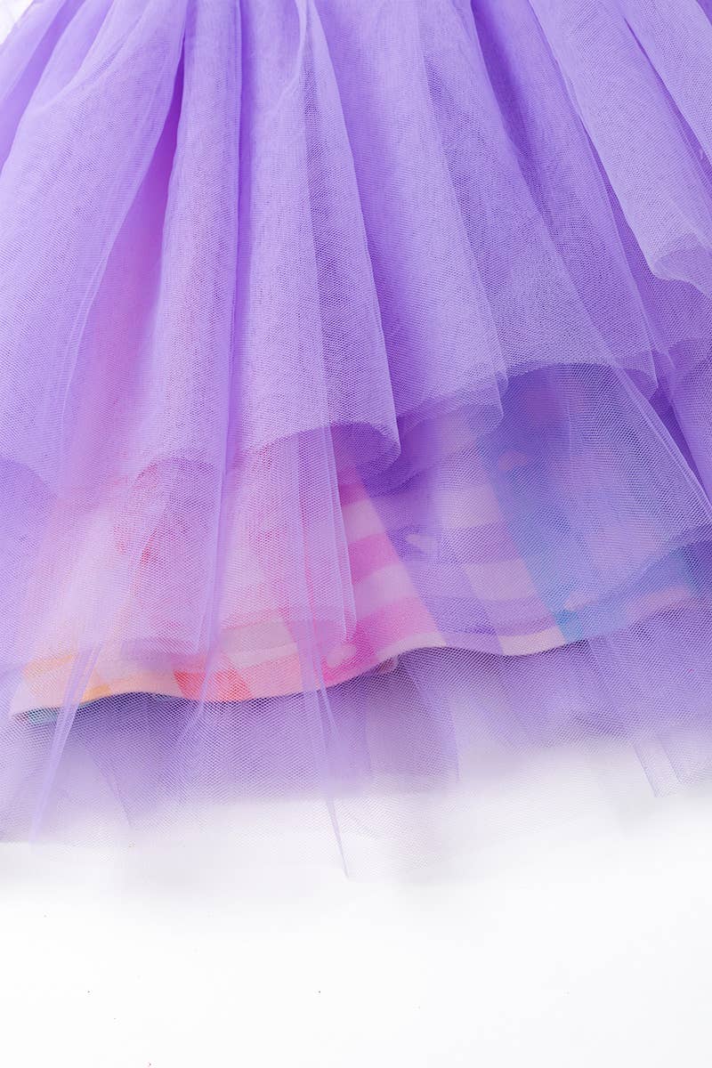 Little Trendy - Rainbow Pastel Plaid Bamboo Tulle Dress