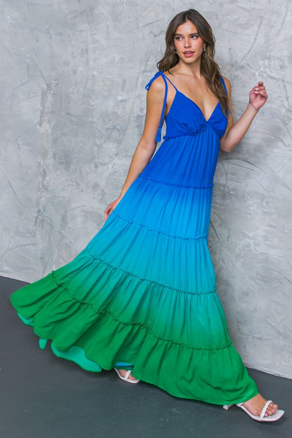 Blue Printed Woven Maxi Dress (Final Sale)