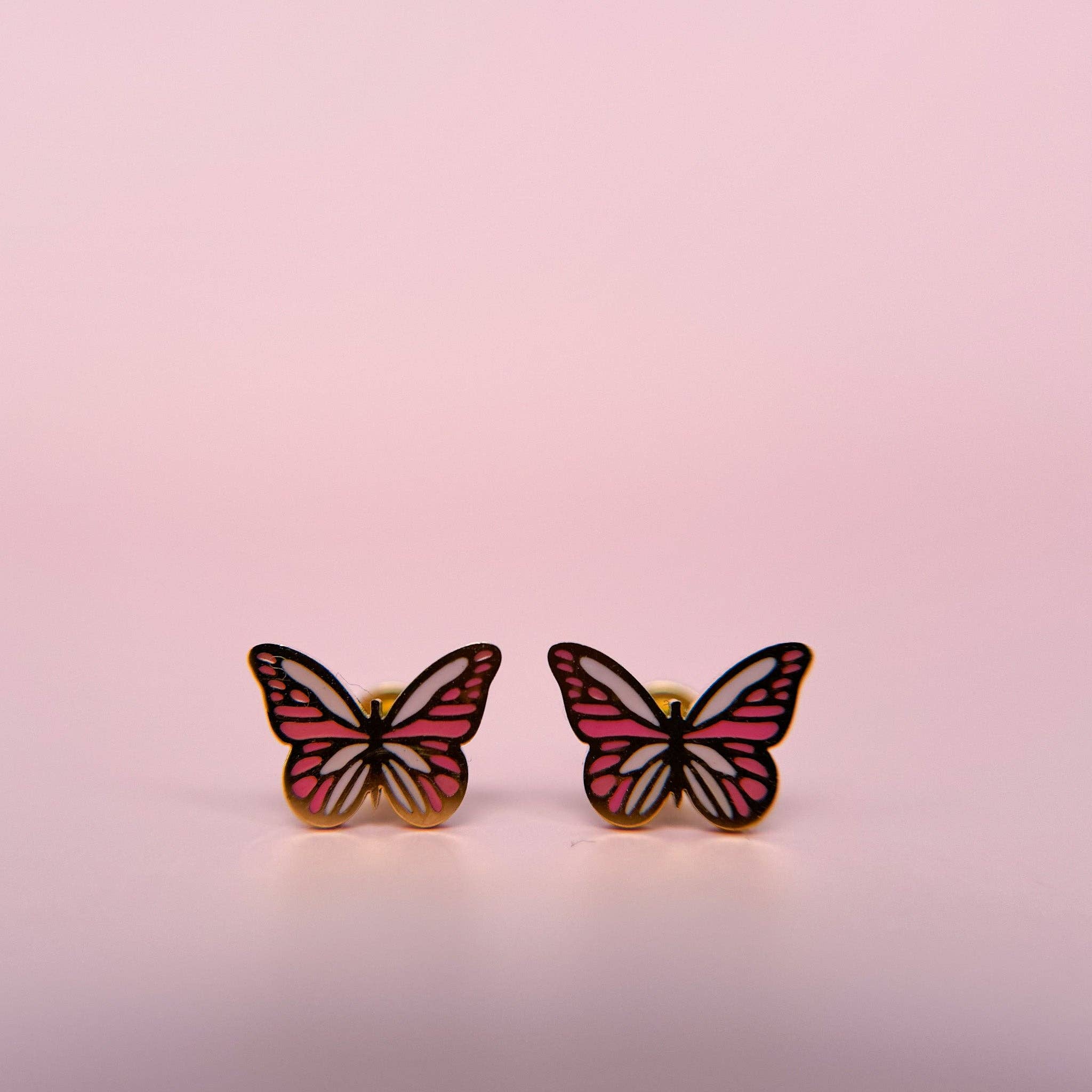 Desert Peach - Butterfly Stud Earrings