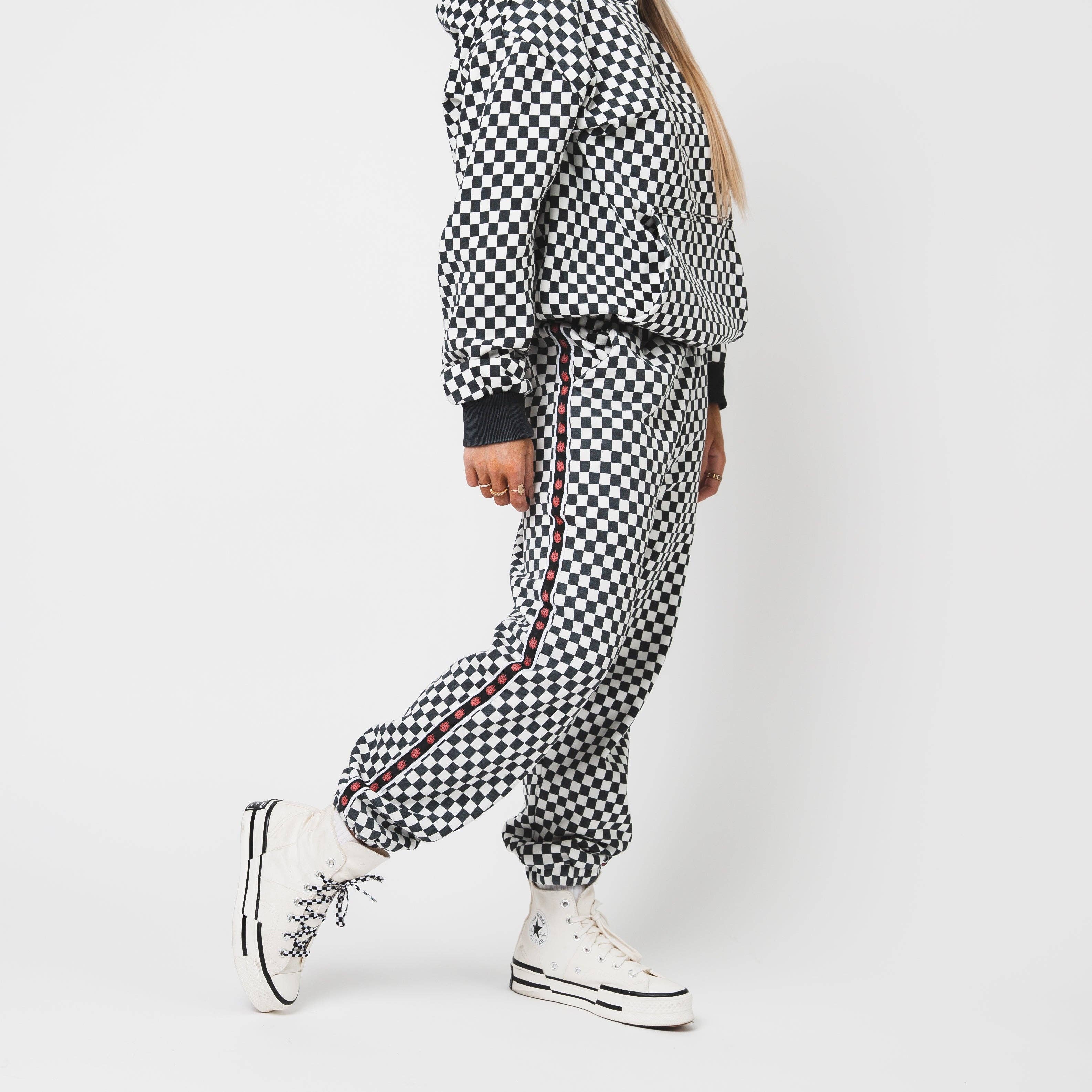 RAGS - Adult Unisex Joggers - Black & White Mini Check