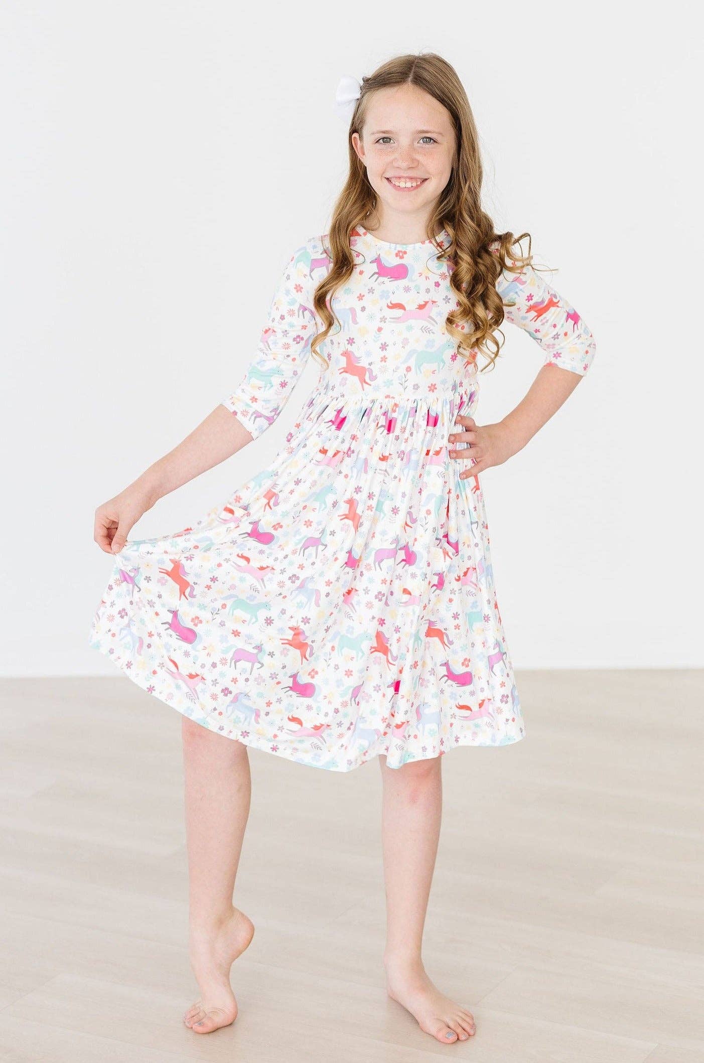 Mila & Rose - Unicorn Wish 3/4 Sleeve Pocket Twirl Dress