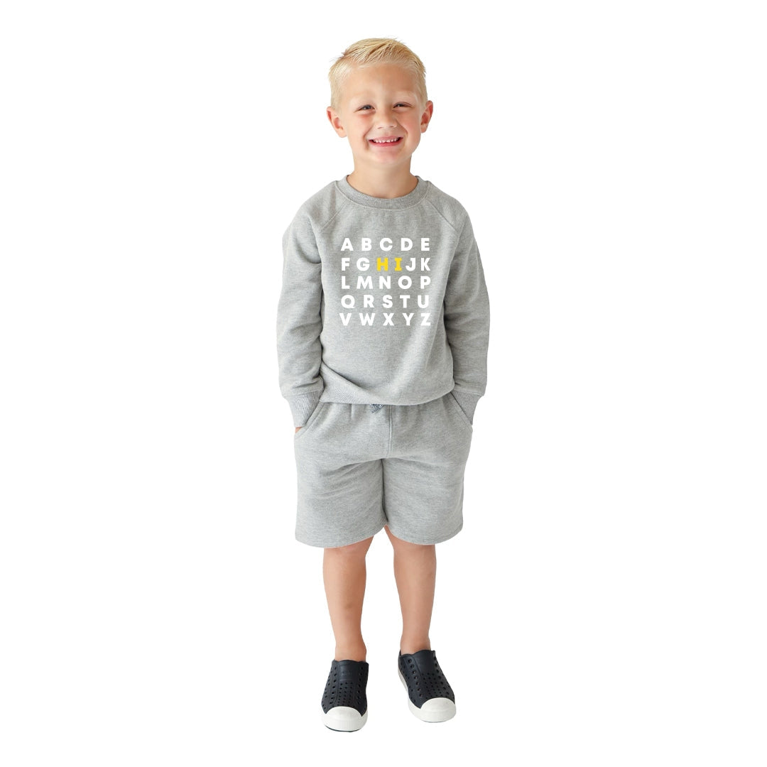 Tiny Trendsetter Heather Grey – Alphabet - Sweatshirt Village Child
