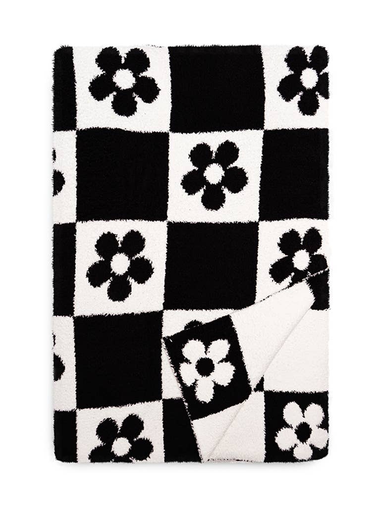Living Royal Throw Blanket - Checkered w/ Daisies