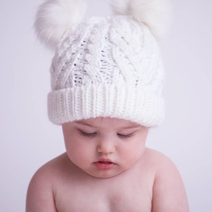Huggalugs Fluffer Beanie Hat - White