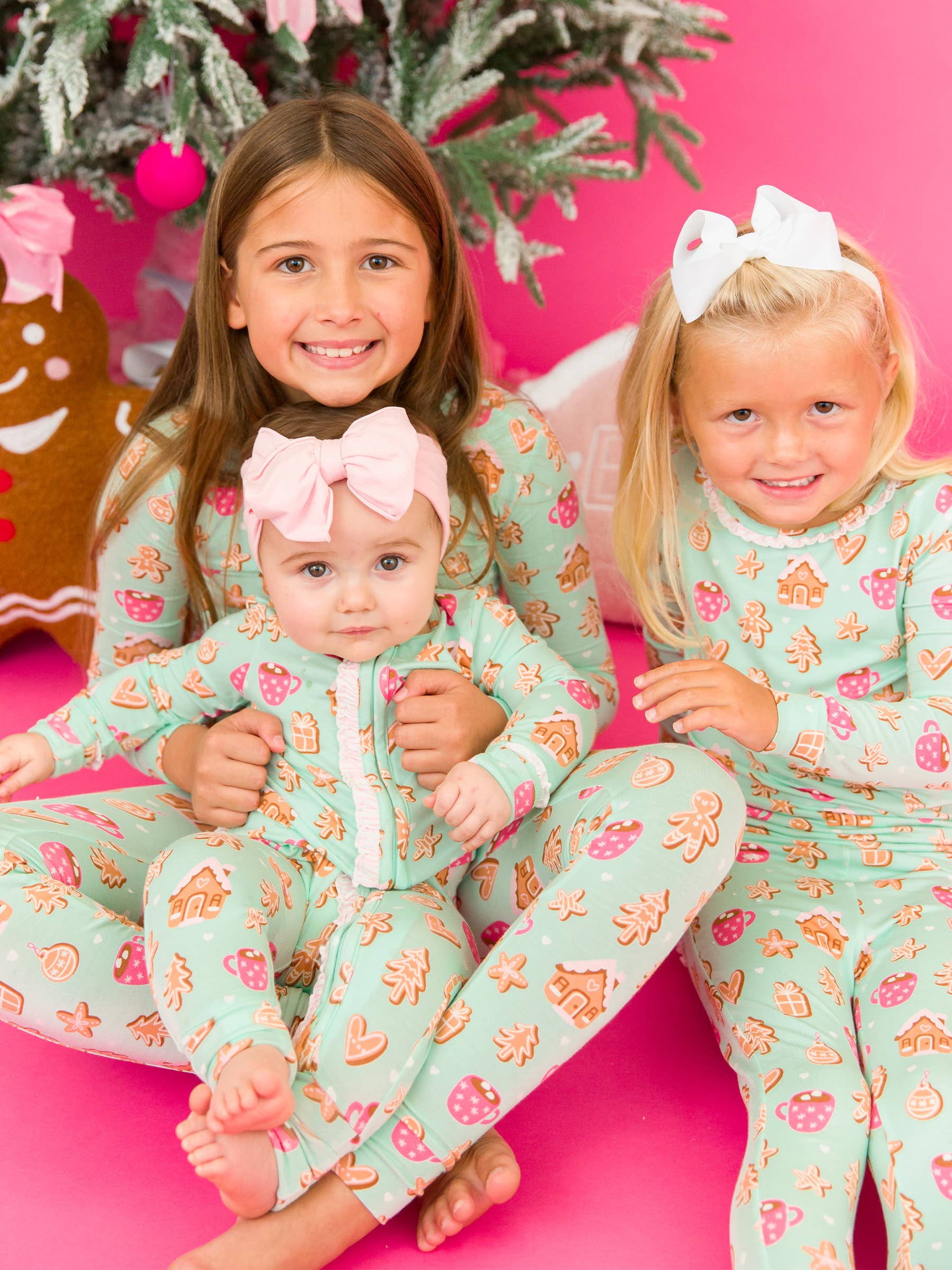 RuffleButts - Gingerbread Joy Bamboo Convertible Ruffle One Piece Pajama