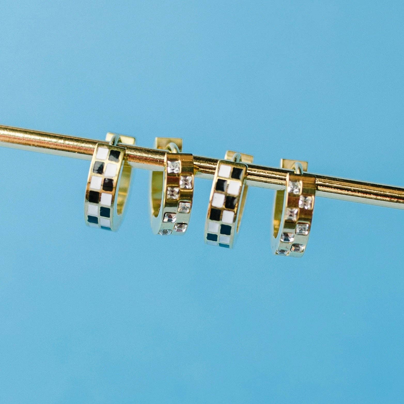 Pierced Co - Black/White Checkered Huggies