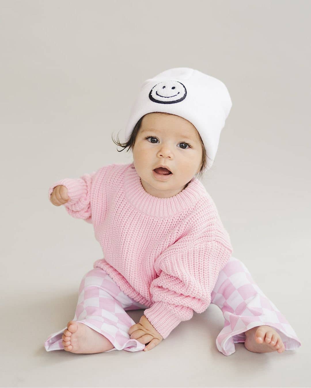 Lucky Panda Kids - Smiley Baby & Kids' Beanie | White