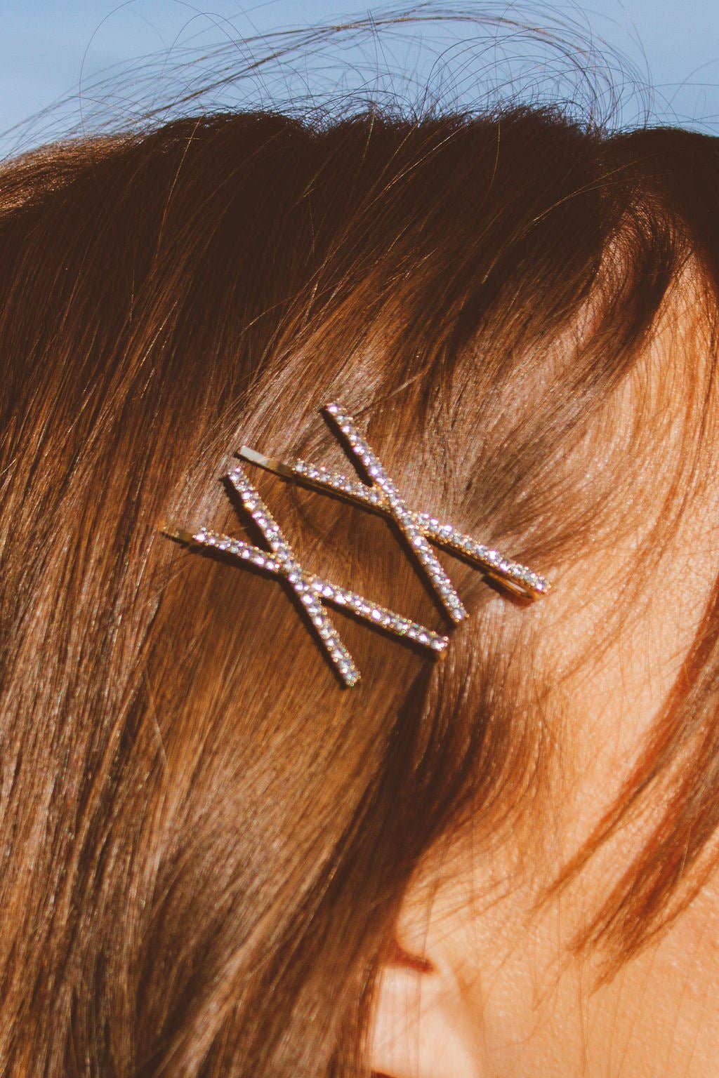 Shop ANDi - Crystal Crossed Bobby Pins (2-pack)