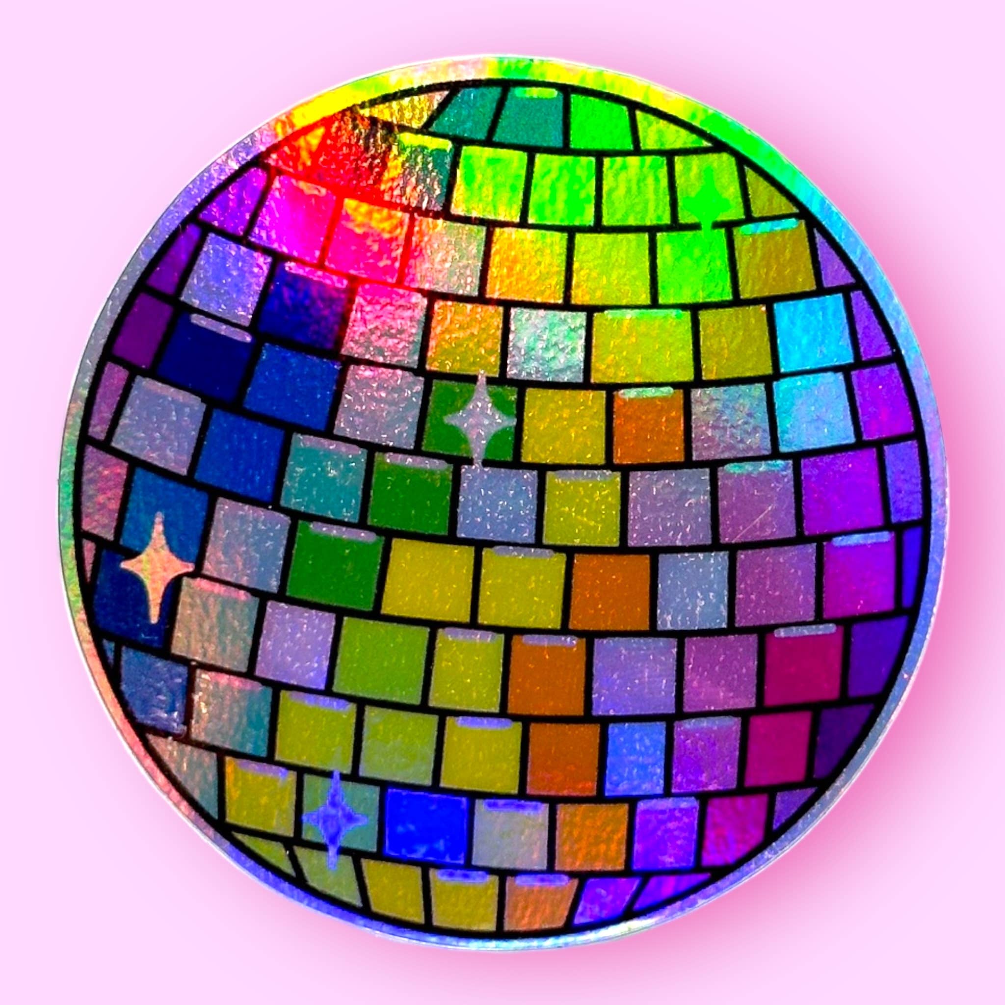 The Hissin' Kitten - Holographic Rainbow Disco Ball Sticker
