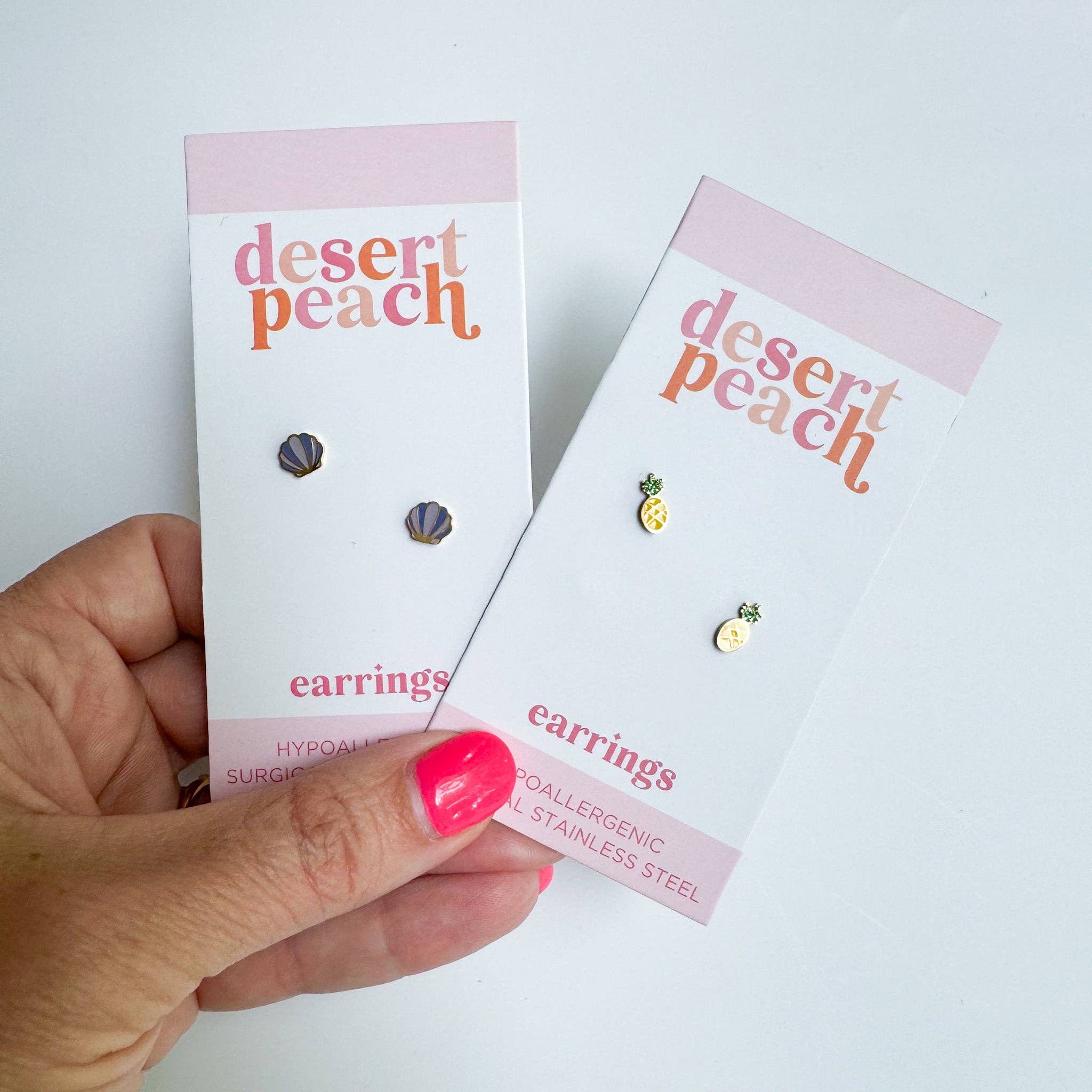 Desert Peach - Mermaid Seashell Stud Earrings