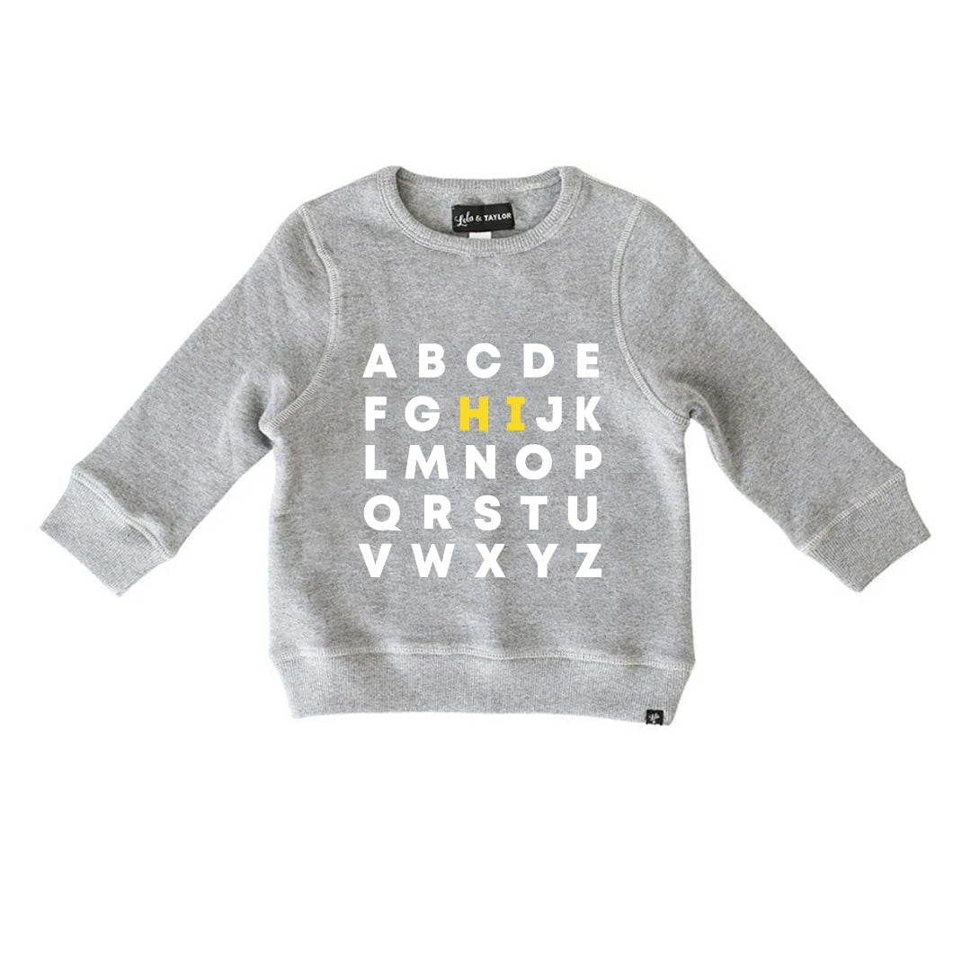 Child Grey Alphabet Sweatshirt Village – Tiny Heather - Trendsetter