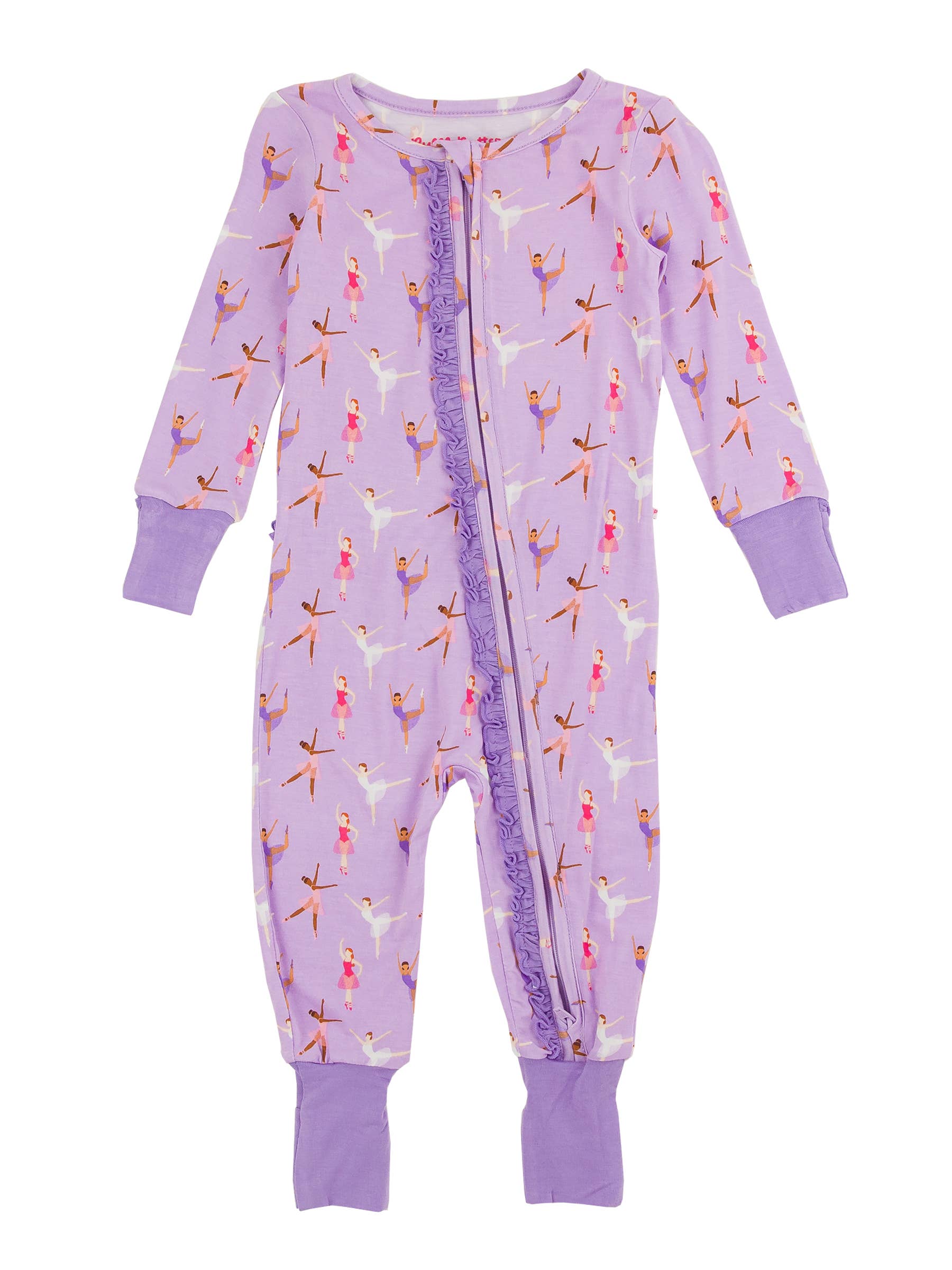 RuffleButts - Ballerinas Bamboo Convertible Ruffle One Piece Pajama