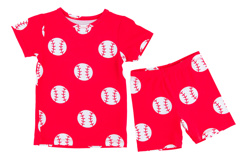 Birdie Bean 2-Piece PJs - Baseball (Red)