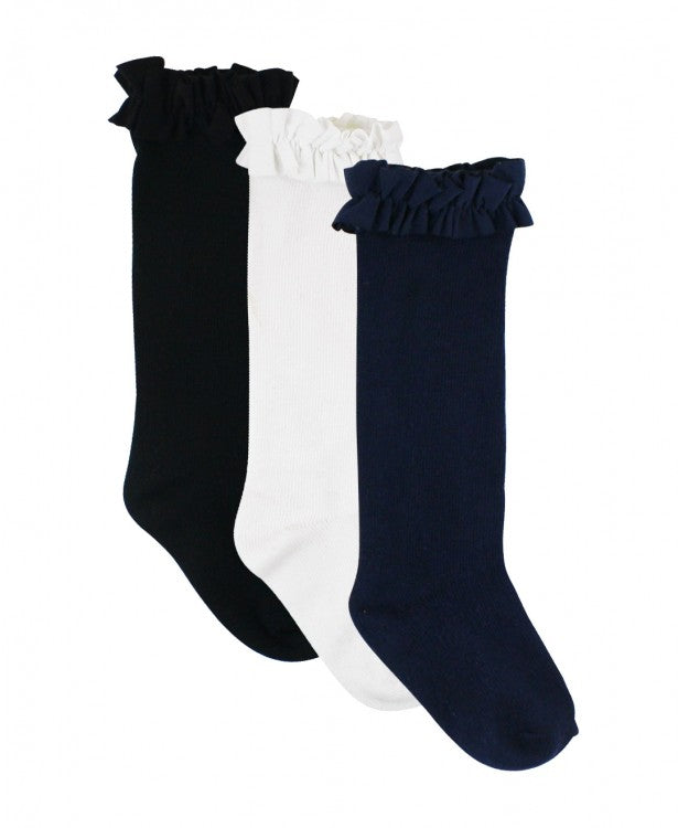 Ruffle Butts 3-Pack Knee High - White, Navy, Black (Final Sale)