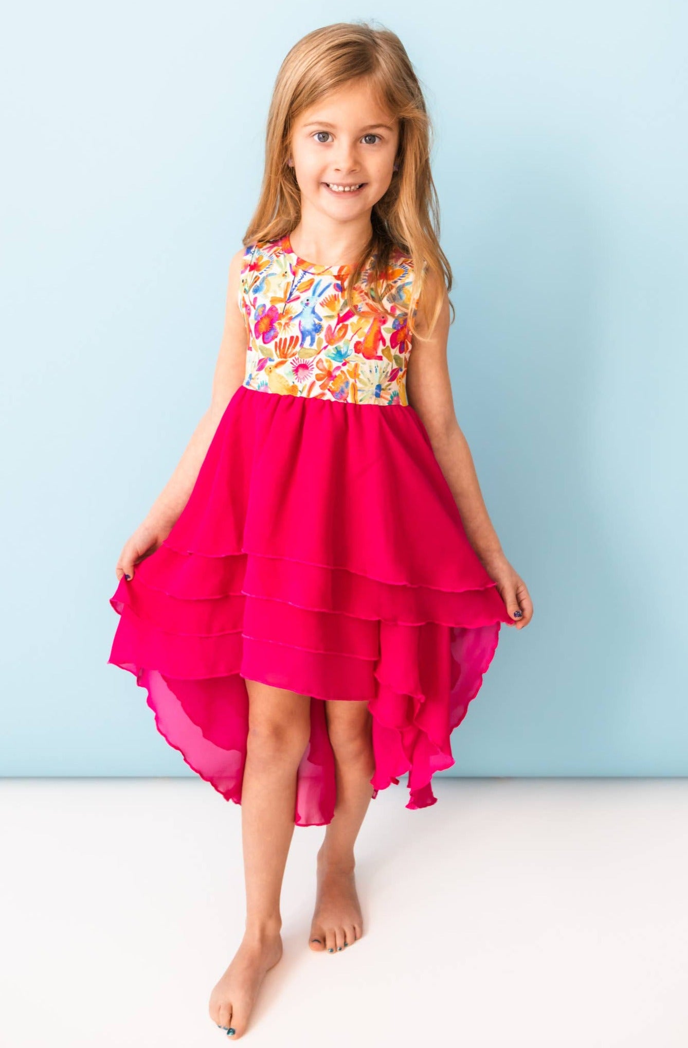 Muse Threads Tiered High-Low Dress - Spring Bunnies (Final Sale)