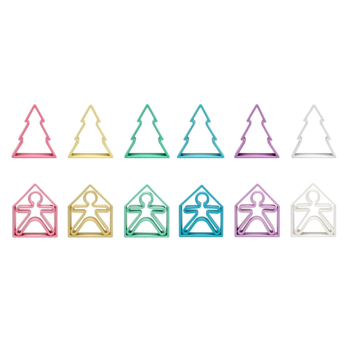 dëna toys - Pastel Kids, Houses, & Trees (6 Pack - Assorted Colors) (Final Sale)