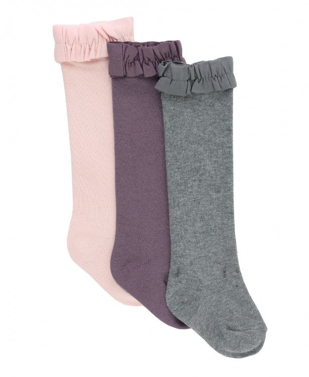 Ruffle Butts 3-Pack Knee High - Ballet Pink, Shadow Purple, Charcoal